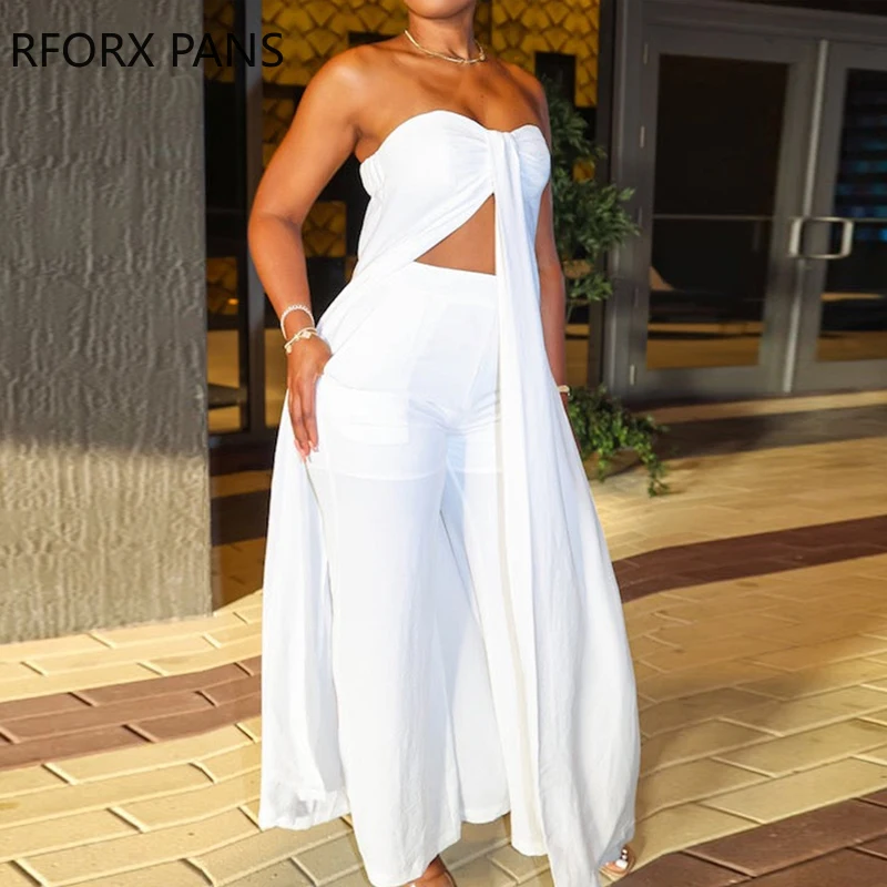 Комплект из двух предметов Женский однотонный ассиметричный Топ без бретелек и