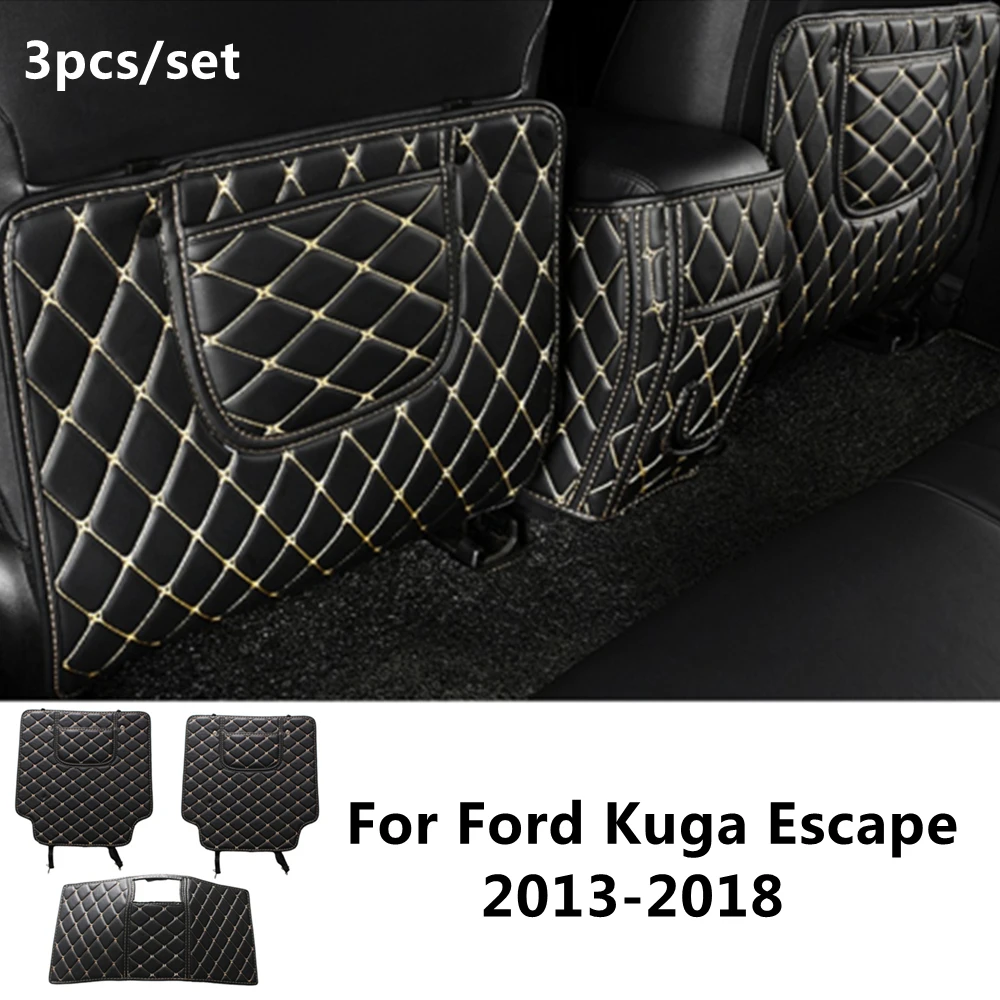 

SJ PU leather Car Rear Seat Anti-Kick Pad Back Seats Cover Armrest Anti-dirty Protection Mat For Ford Kuga Escape 2013-14-2018