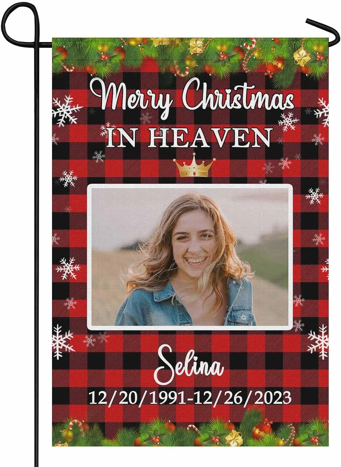 YESCUSTOM Персонализированные рождественские мемориальные садовые флаги с фото на