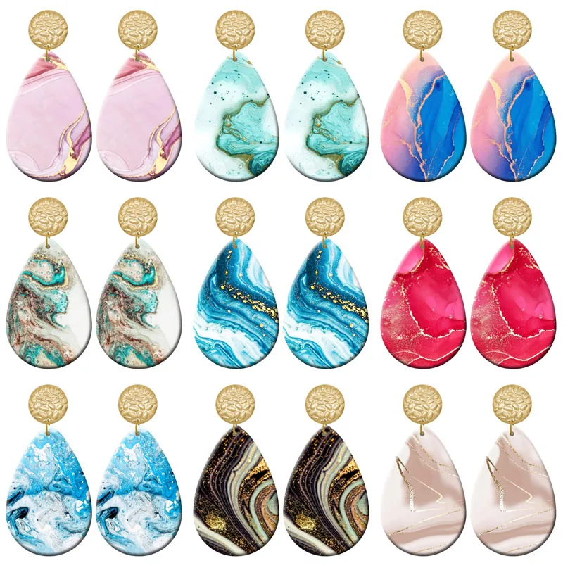 

Artistic Wave Ripple Pattern DIY Acrylic Drip Earrings For Women Jewelry Y2K Piercing Ear Hooks Dangle Accessories Gift For Girl