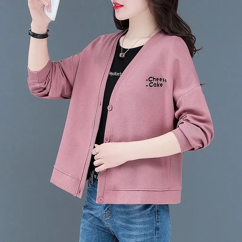 Sweater Coat Female 2022 Spring New ins Tide Korean Version Loose Spring Autumn Thin Section Fashion Short Top Cardigan Jacket W