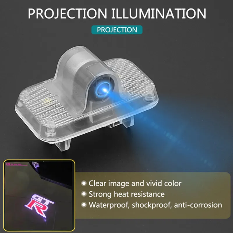 

LED Car Door Logo Light Ghost Shadow Welcome Light For GTR R34 / R35 GTR Logo Courtesy Lamp Auto Atmosphere Lamp Car Accessories