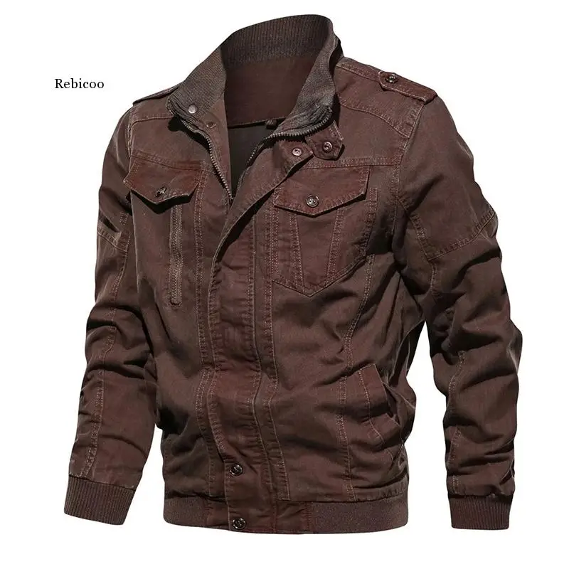 Men's Vintage Military Denim Jacket Spring Autumn Bomber Jackets Male Slim Fit Jeans Coats Plus Size