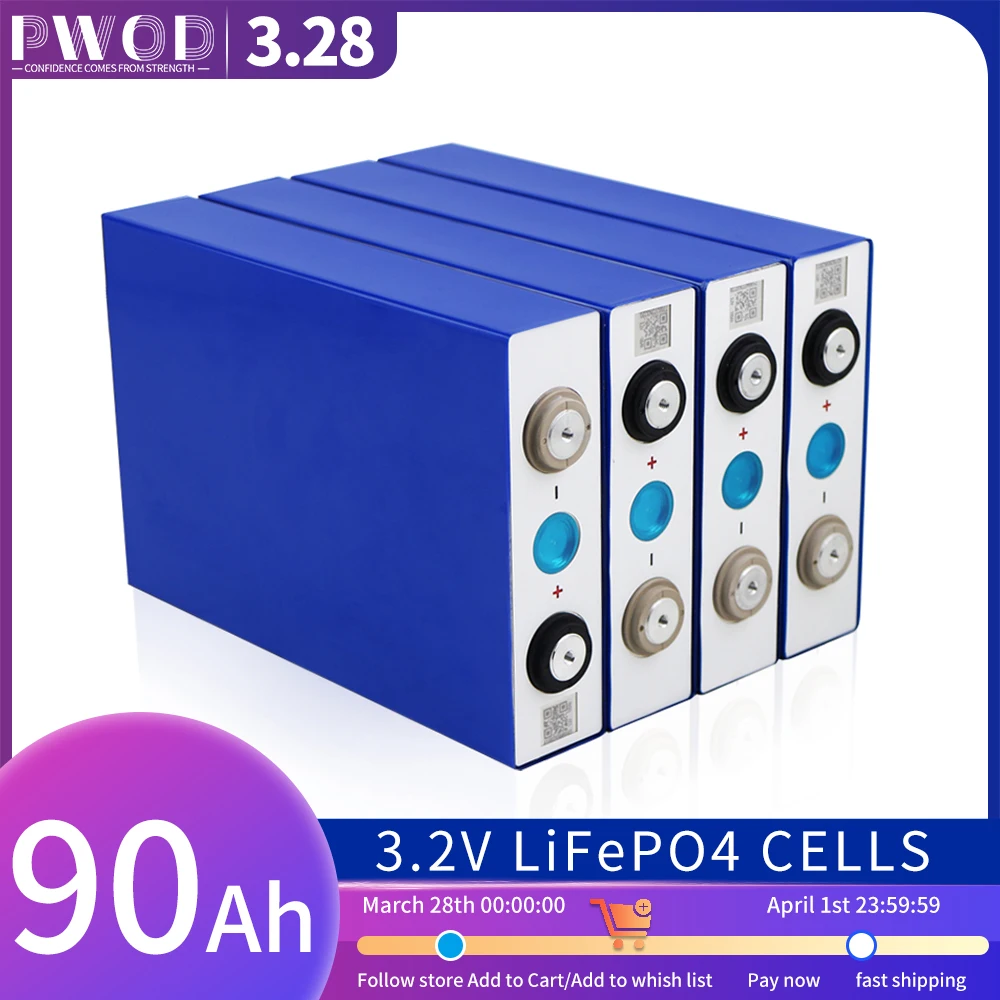 

PWOD 48PCS rechargeable lifepo4 battery 3.2v 90Ah make battery pack used for outdoor house electric battery pack