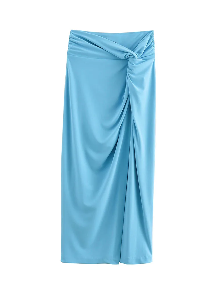 Женский элегантный костюм с лямкой на шее летний женский из блузки со складками и