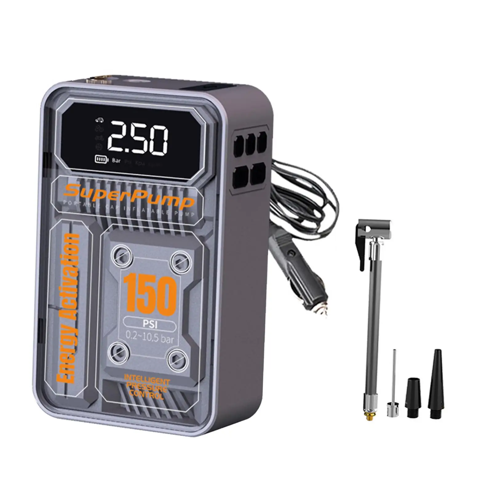 

Tire Pump 3 Air Nozzles Multifunctional LED Lamp Small Automobile Tire Inflator Pump for Bicycle Motorcycles Cars SUV Balls