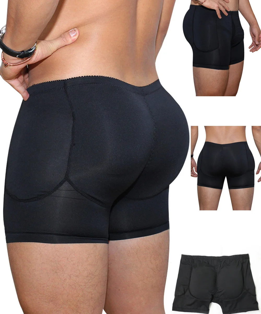 Men Padded Butt Enhancer Booty Booster Molded Boyshort Shapewear Underwear Boxer Men's Tuck In and Hip Lifting Shorts Gym Wear