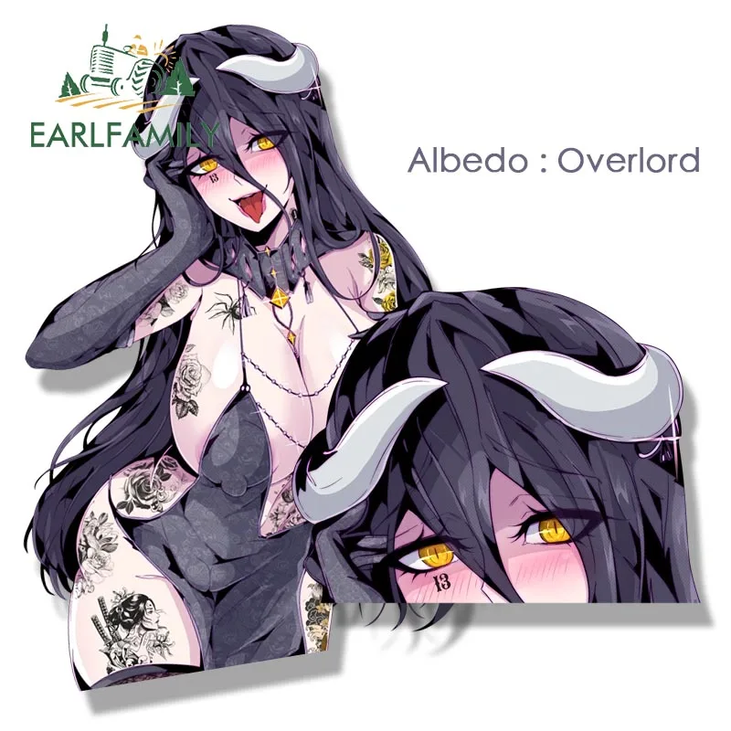 EARLFAMILY Gyaru Albedo Fanart наклейка на автомобиль для эскизов Waifu JDM мультфильм Peek Girl