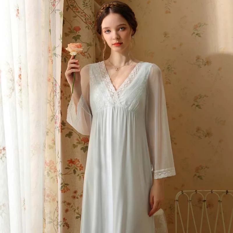 

Roseheart Women Female White Pink Sexy Sleepwear Nightdress Lace Nightwear Homewear Sleepwear Luxury Gown Nightgown