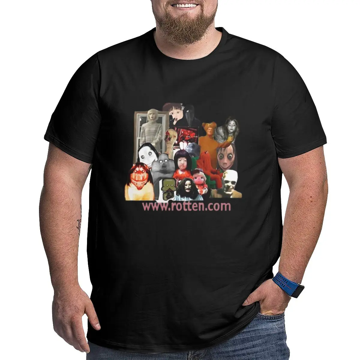 Мужская футболка с коротким рукавом большого и высокого размера Rotten.com_shirt Мягкая