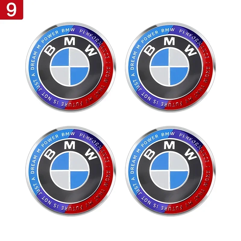 4PCS 56MM 60MM 65MM Car Hub Cap Sticker Wheel Center Cover Decal Decoration Auto Modification Accessorie For BMW M Emblem Badge