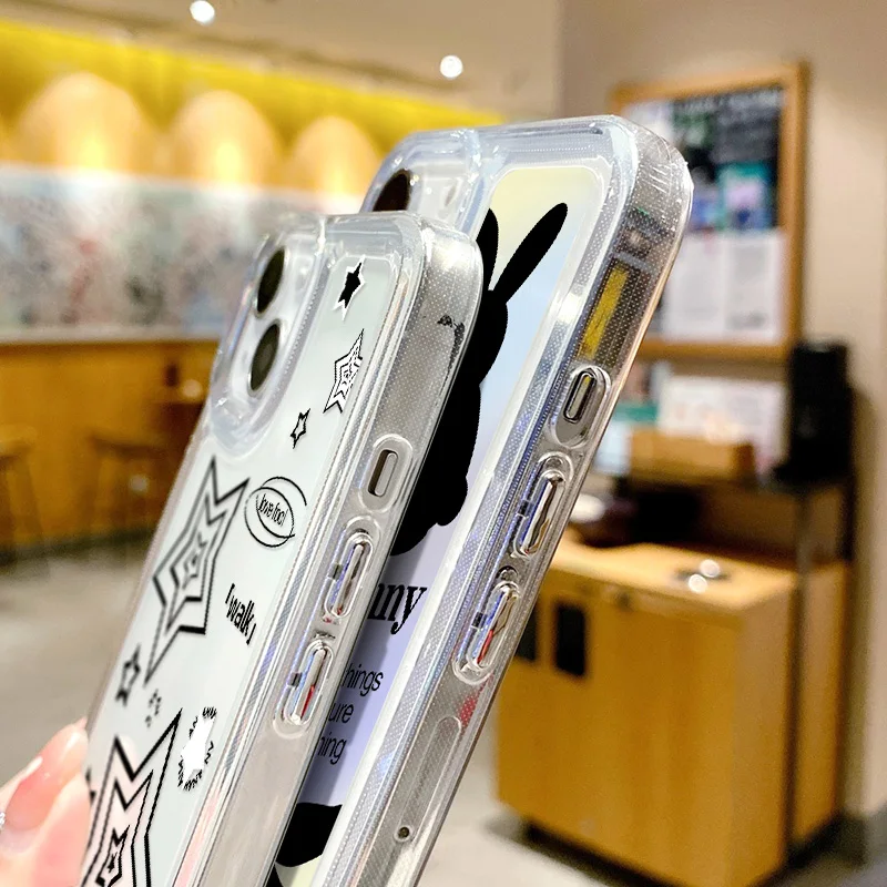 Black White Star INS Y2K Phone Case For Xiaomi Redmi Note 10 Pro Case Mi  12 Lite 13 11T 12T Note 11 9 8 12 Pro Poco X3Pro Cover