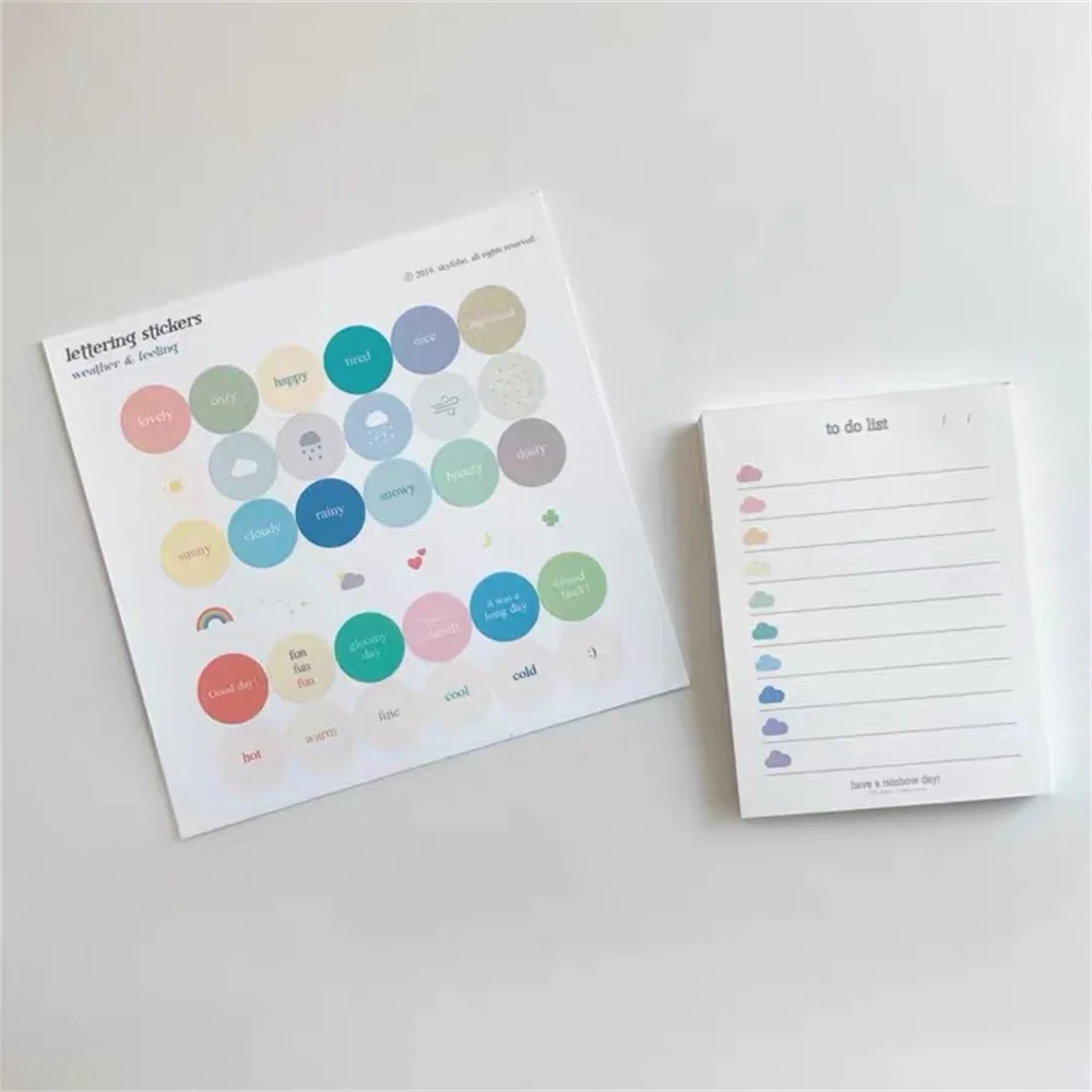

Korean Ins Cute To Do List Memo Pad Colorful Clouds planner Student Long Style Note Paper Stationery School Supplies 50 Sheets