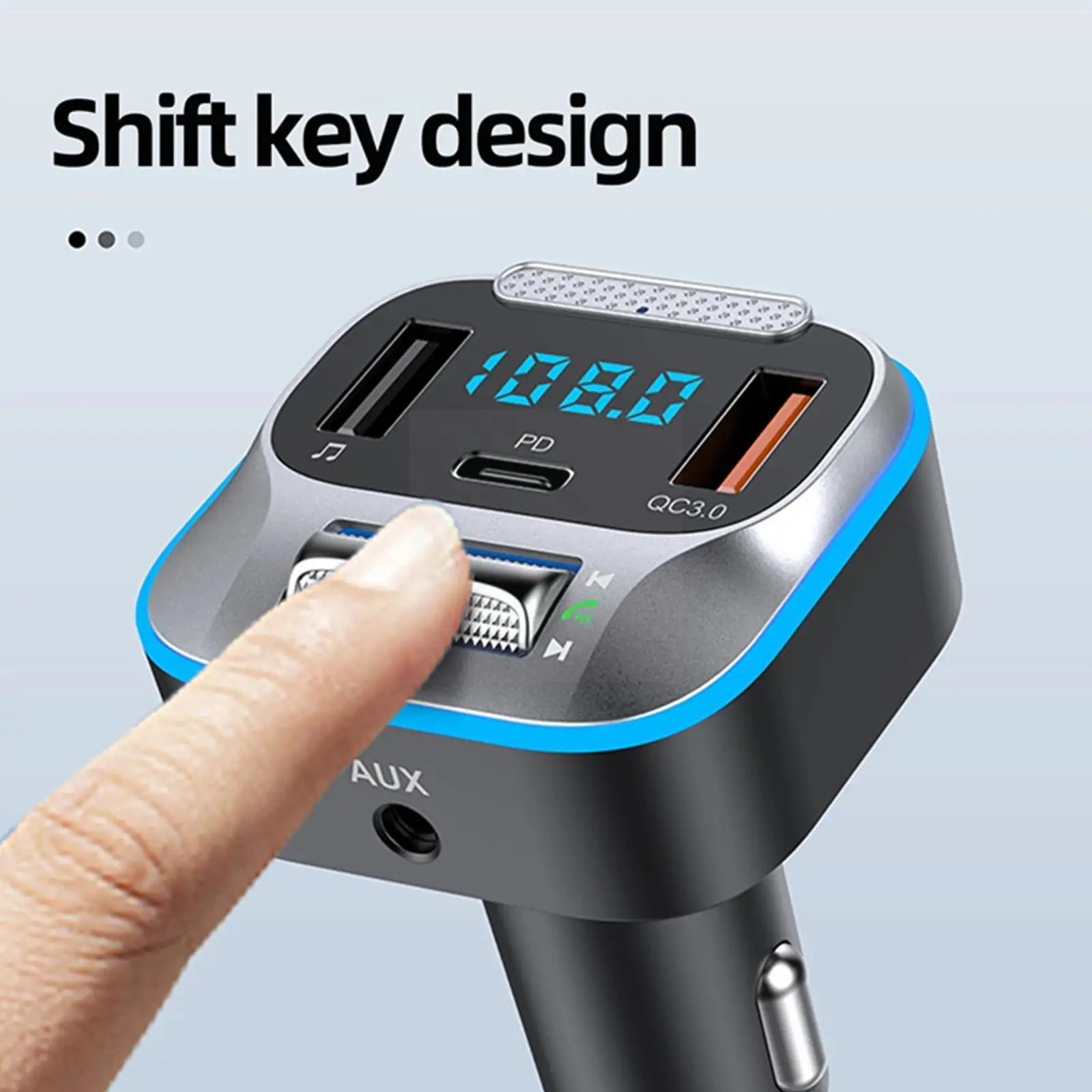 

Bluetooth 5.0 FM Transmitter Hands Free Car Kit Audio USB-C FM 5A Player QC3.0 Charger PD30W MP3 Modulator Music Band Fast J2M2