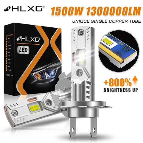 H7 H4 Светодиодные автомобильные фары 1500 Вт Plug and Play 6000K 7535 CSP Дальний ближний свет Мини-размер Безвентиляторные автомобильные лампы Высокая мощность 12 В