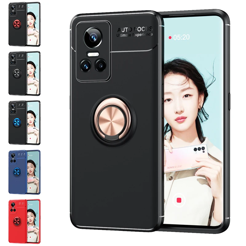 For Cover OPPO Realme GT Neo 3 Case For Realme GT Neo 3 Capas Bumper Soft Ring Magnetic Holder For Cover Realme GT Neo 3 Fundas