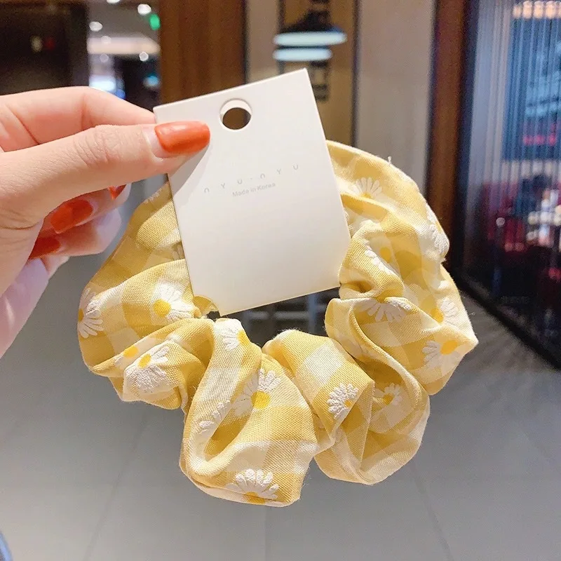 Japan Fashion Embroidery Hair Scrunches Organza Mesh Sakura Scrunchies Big Size Hair Rope Ponytail Ties