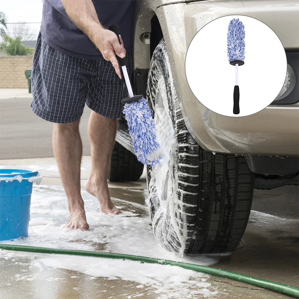 

2 Wheel Rim Brush Microfibre Wheel Well Brush Tire Cleaning Brush Car Rim Tire Washing Tool for Home Shop