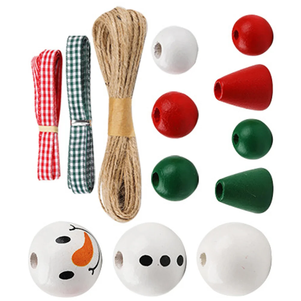 

Snowman Wood Beads Crafts Loose Charms Christmas Making DIY Winter Wooden Decor
