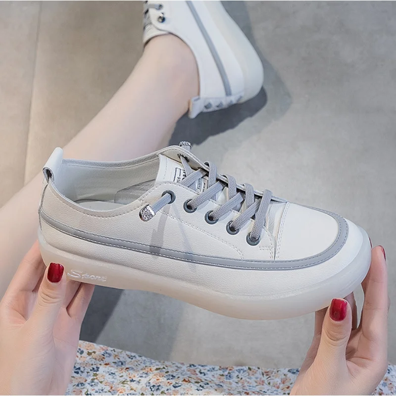 

Туфли женские с мягкой подошвой, на шнуровке, мягкая подошва, маленькие белые, для отдыха, модная обувь для скейтборда, большие размеры, весна-осень 2023