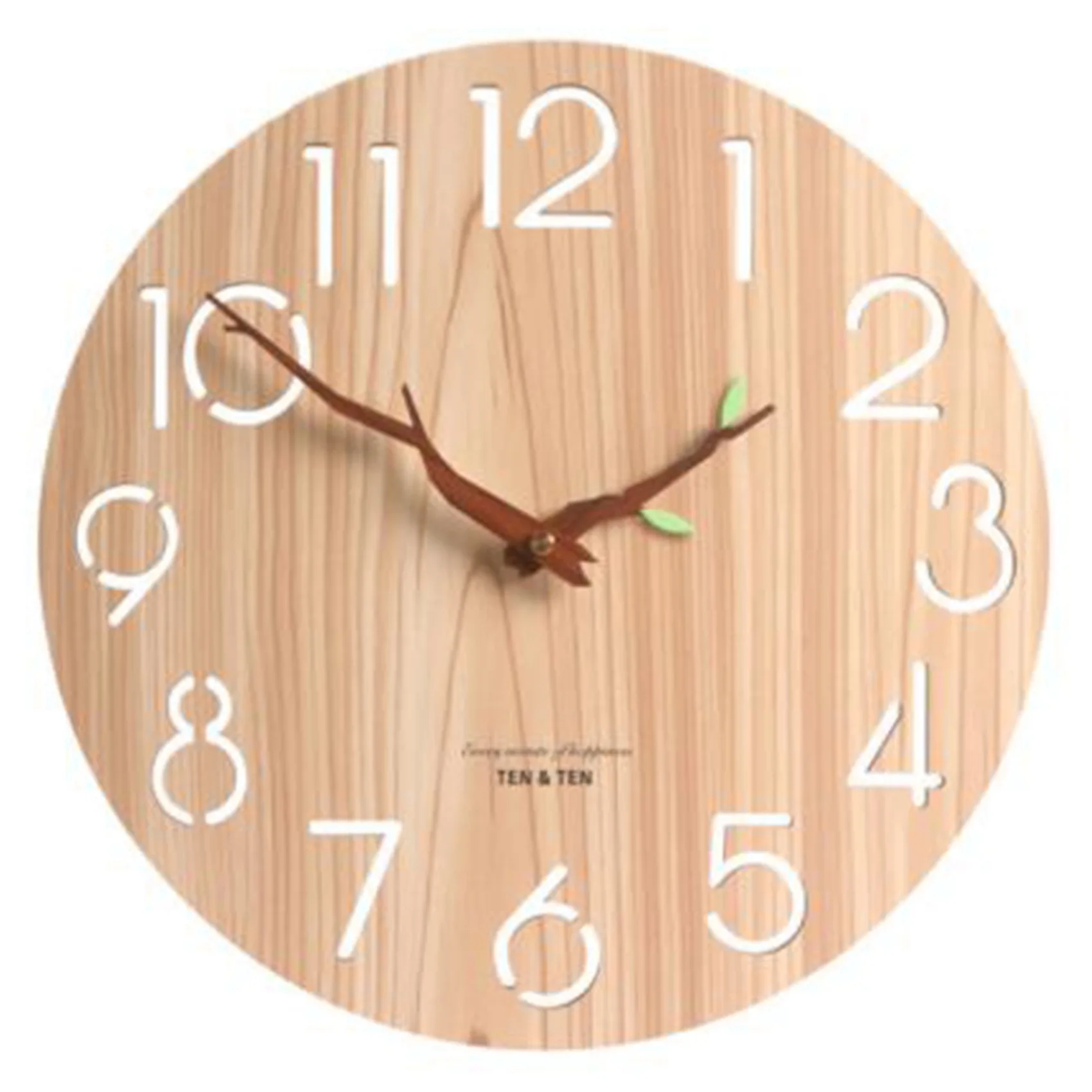 

Деревянные настенные часы 12 дюймов, бесшумные настенные часы без тикания, современный дизайн с рукоятками в форме ветки для дома, лист