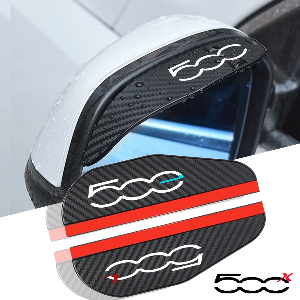 

2pc car Rear view Mirror sticker rain eyebrow weatherstrip For Fiat 500 500X 500L car Styling