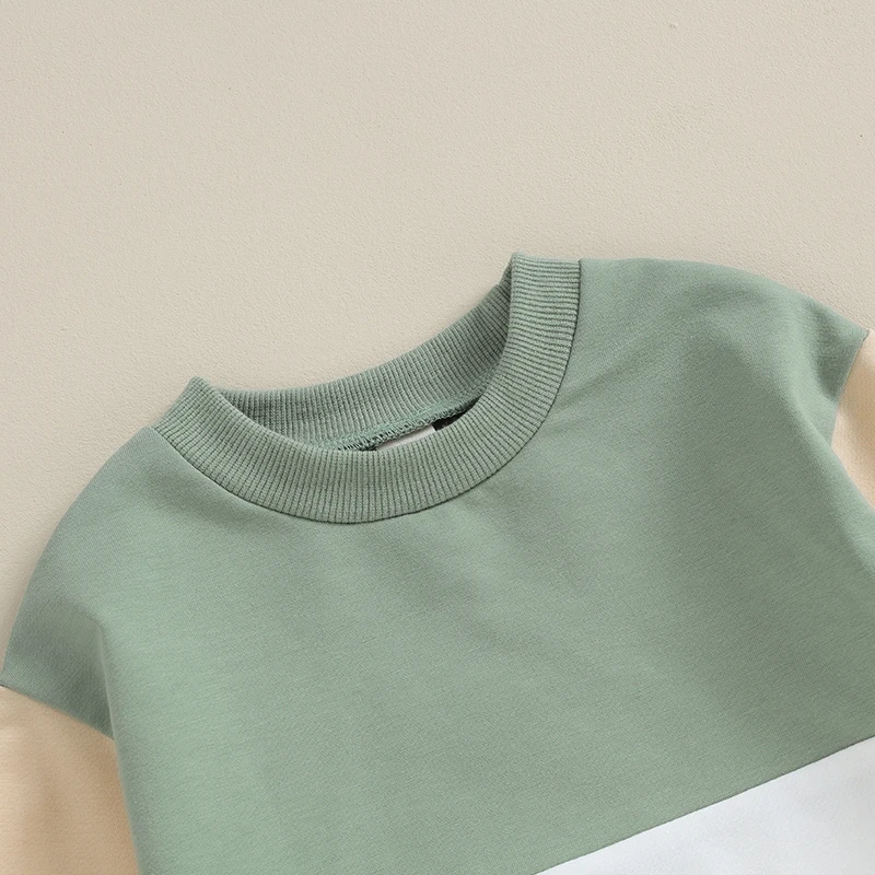 

Осенняя одежда для маленьких мальчиков, свободная толстовка контрастных цветов с длинным рукавом и брюки, симпатичная одежда для новорожденных