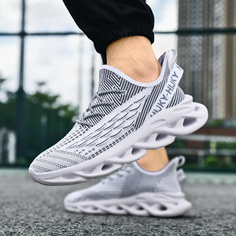 Мужские летающие плетеные кроссовки уличная спортивная обувь на толстой