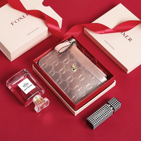 Бренд FOXER, женский кошелек из спилка, короткий держатель для карт, подарок для жены, матери
