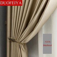 duofeiya gold silk blackout ready curtains thermal insulated for living room bedroom luxury thick solid curtain window