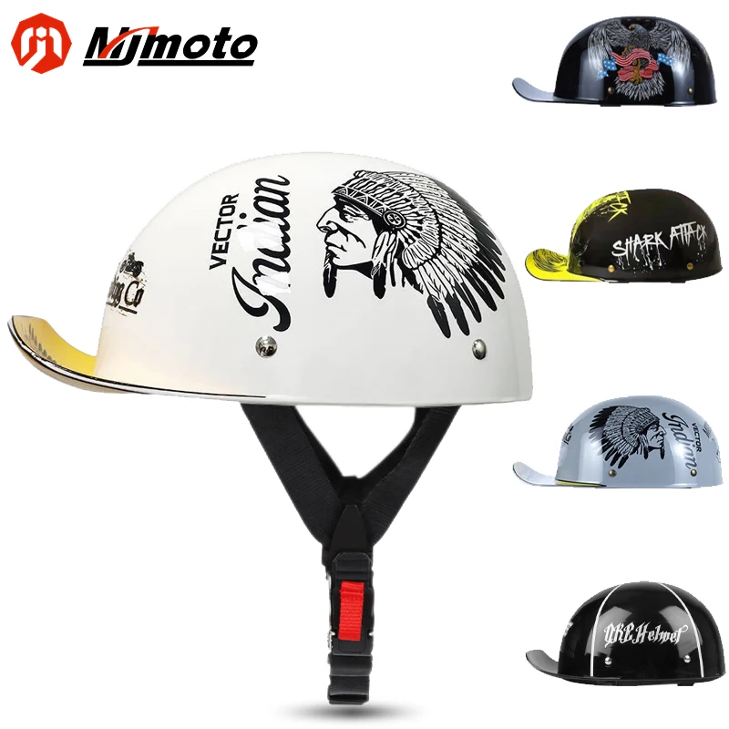 

Electric Scooter Motorcycle Helmet Personality Retro Baseball Cap for Harly Duck Tongue Bucktail Scoop Open Face Half Helmet New