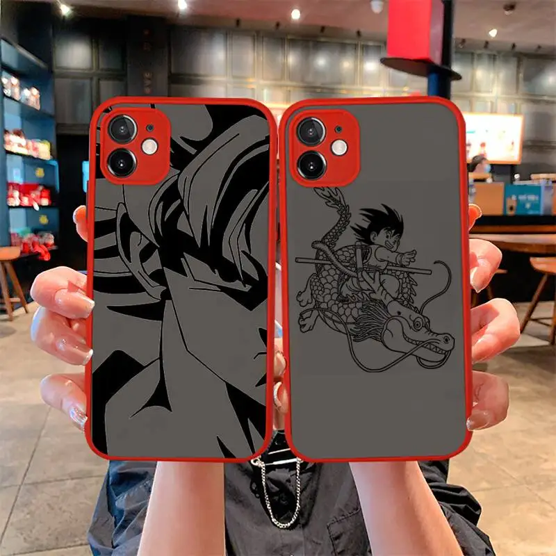

Anime Dragon Ball Son Goku Phone Case For iphone 12 11 Pro Mini Max XS X 8 7 Plus SE 2020 XR Matte Transparent Light red Cover