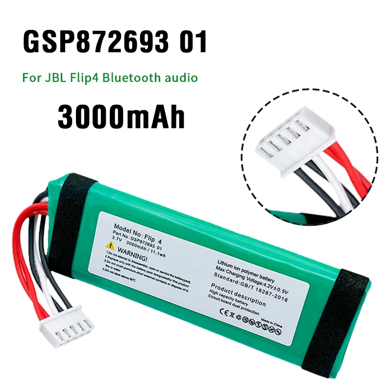 Фото Аккумулятор 3,7 В GSP872693 01 3000 мАч для JBL Flip 4 Flip4, Bluetooth-динамики, литий-полимерные аккумуляторные батареи №1