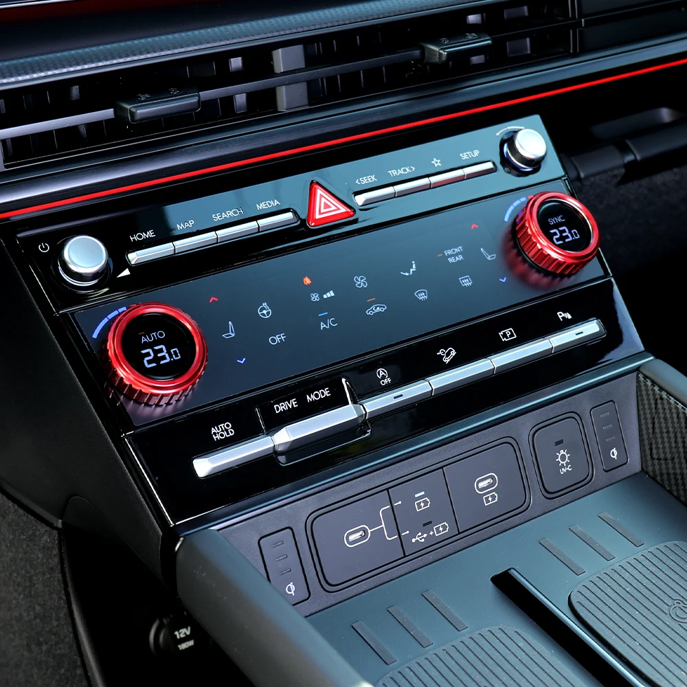 Фото Для Hyundai Kona SX2/для Hyundai Santa Fe MX5: Алюминиевая накладка на регулятор громкости центральной консоли, автомобильный аксессуар №3