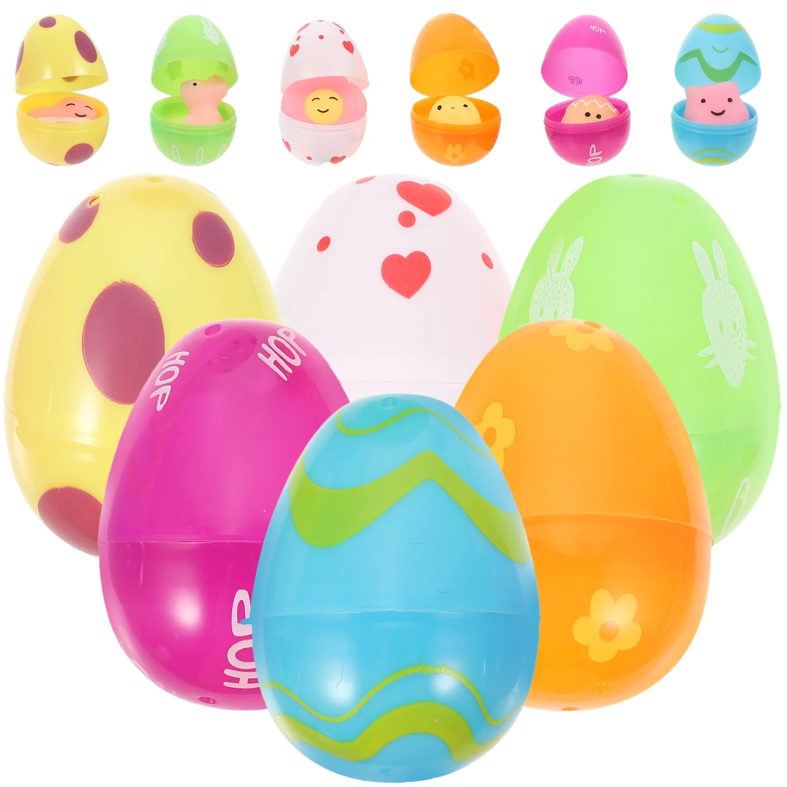 

12 Pcs Easter Basket Stuffers Stuffers Toy Kids Cars Toy Stretchy Squeeze Toys Egg Toys Easter Egg Shells Open Easter Gift Box