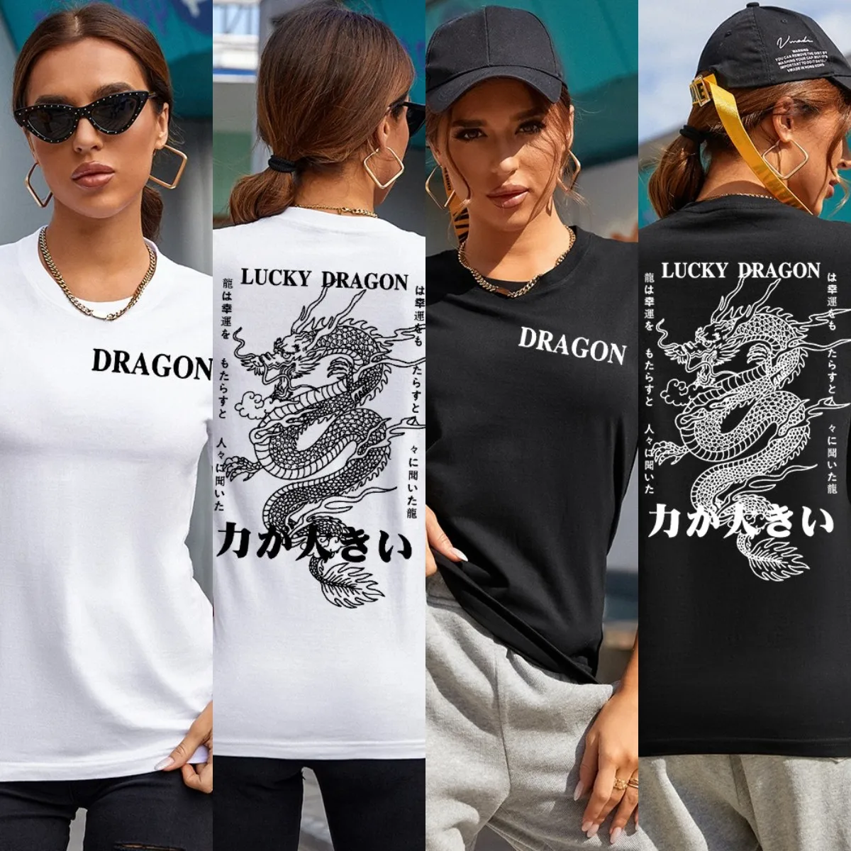 

Футболка женская с принтом дракона в китайском стиле, модная Повседневная рубашка с графическим принтом в стиле Харадзюку, на лето