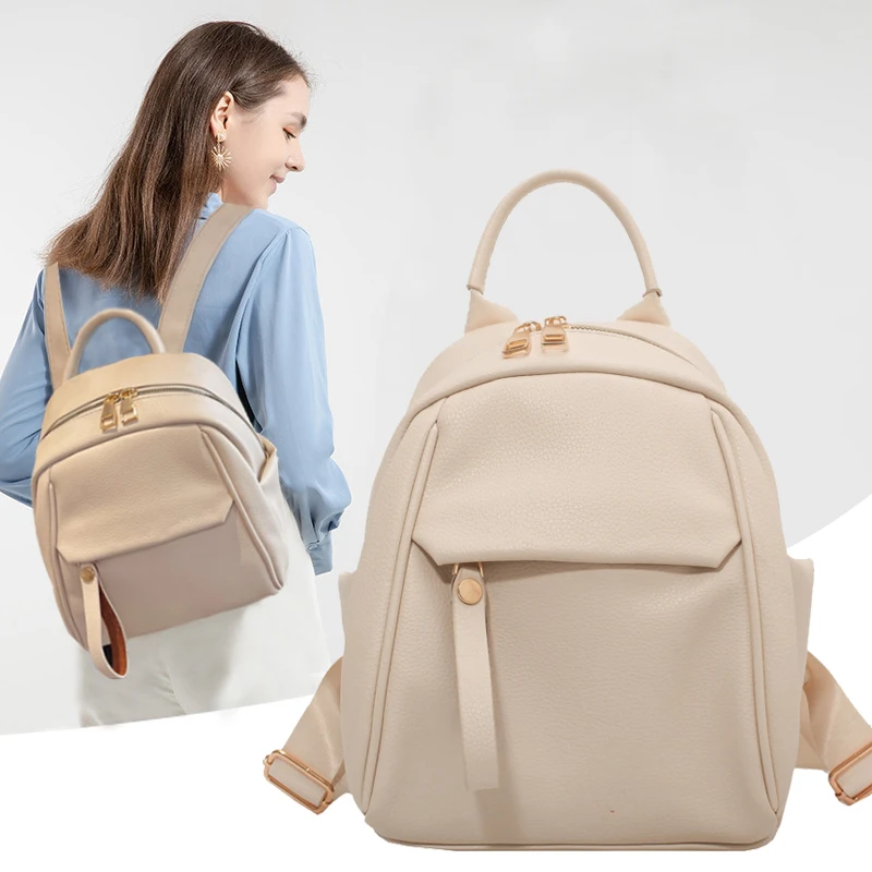 

Women's Bag Solid Color Small Backpack PU Material Fashion Casual Bags High Quality Fashion Handbag For Girl Gift 2023 New