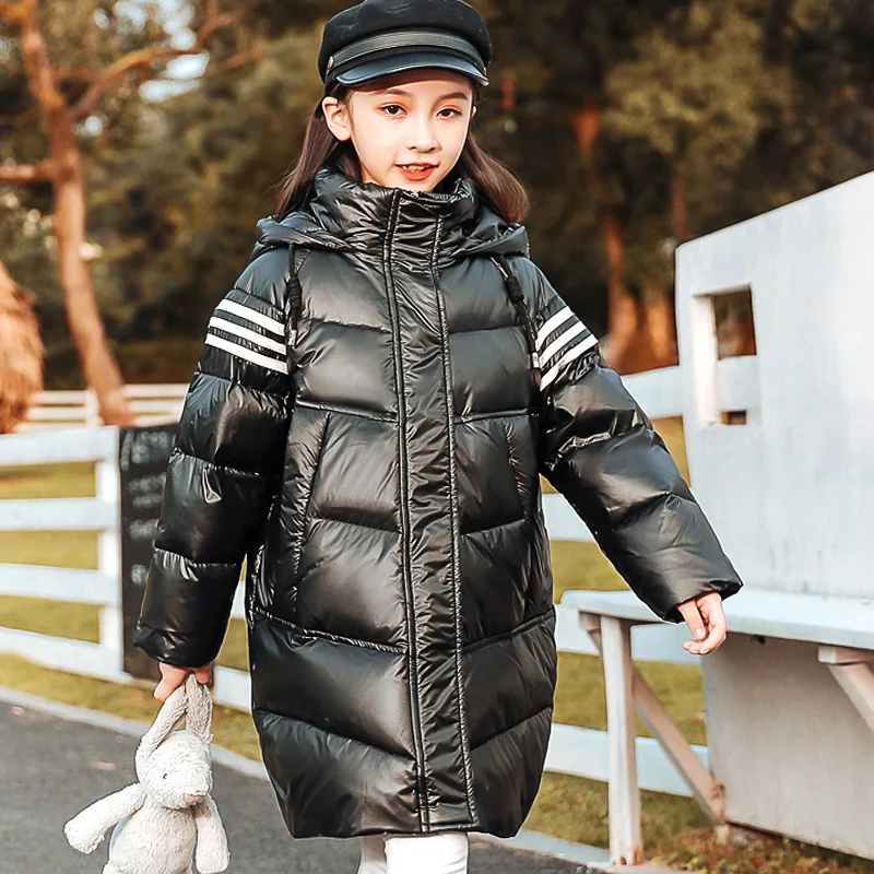 

New Winter long thick Down Jacket for girl clothes Hooded parka Coat Kids snowsuit Warm Outerwear Children Clothing