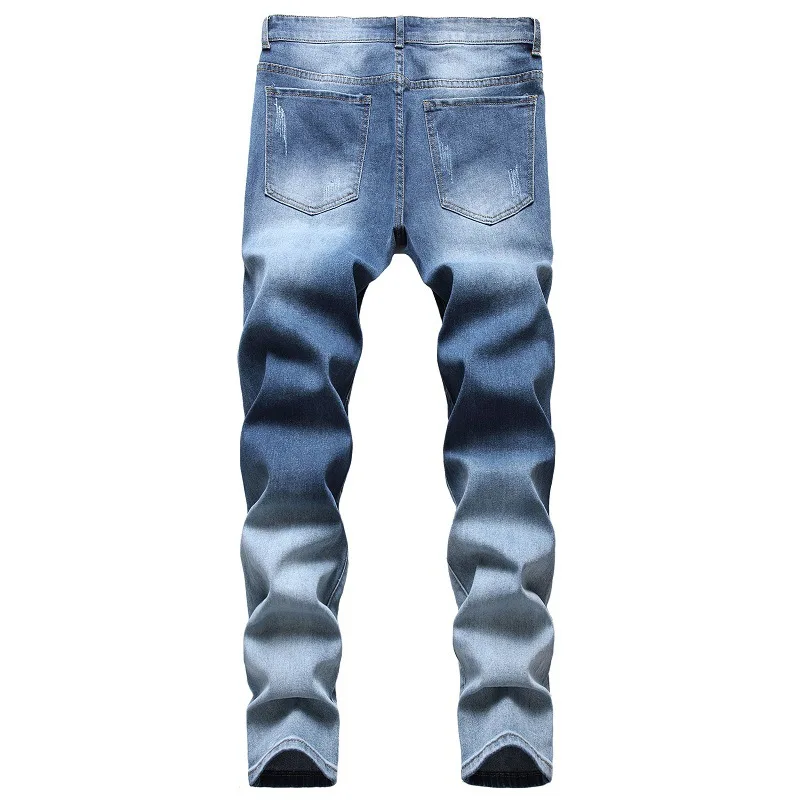 2022 Chic Flame Print Retro Washed Men Hip Hop Jeans Trousers Vintage Stretch Women Slim Denim Pants New Fashion Pantalon Homme