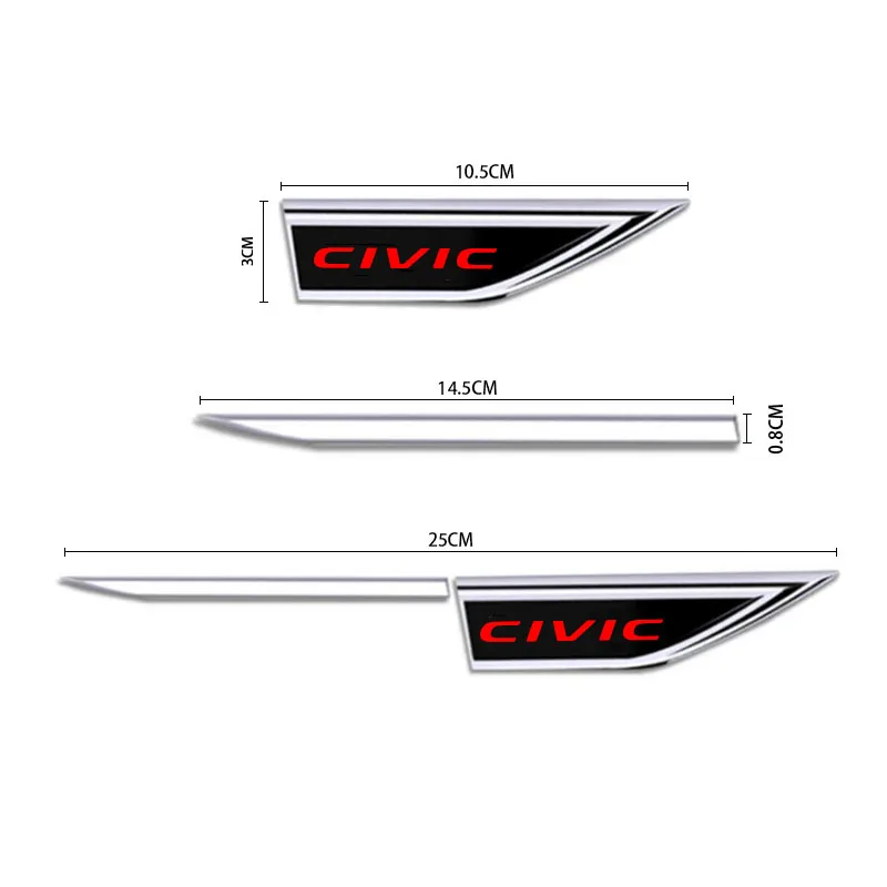 Фото Для Honda Mugen Power TYPE R Civic 10-го, 9-го, 8-го, 7-го поколений (2006-2010) Защитная наклейка на кузов автомобиля, боковой спойлер, эмблема. №2