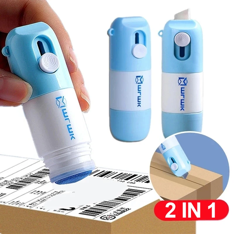 

2 In 1 Thermal Paper Correction Fluid with Knife Parcel Box Opener Home Anti Peep Identity Information Privacy Protector Eraser