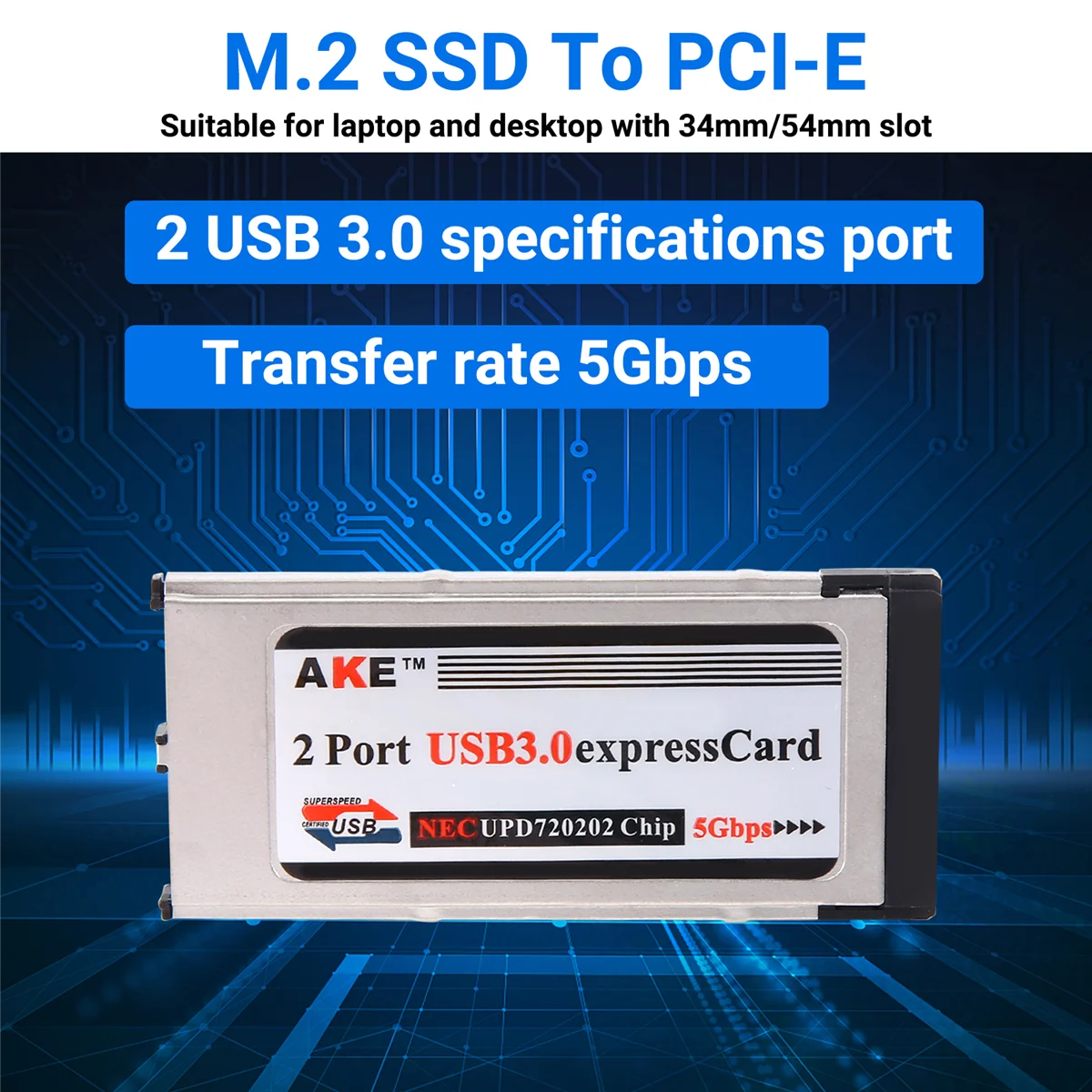 Высокоскоростная двойная 2-портовая USB 3.0 Express Card 34 мм слот PCMCIA конвертер адаптер