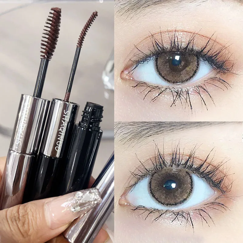 Тушь для ресниц с шелковым волокном водостойкая коричневая Черная