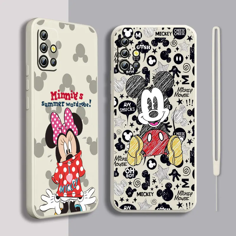 

Fashion Cute Mickey Phone Case For Samsung A22 A30S A30 A31 A32 A33 A42 A50 A51 A52 A53 A71 A72 A73 Liquid Rope Soft Back Capa