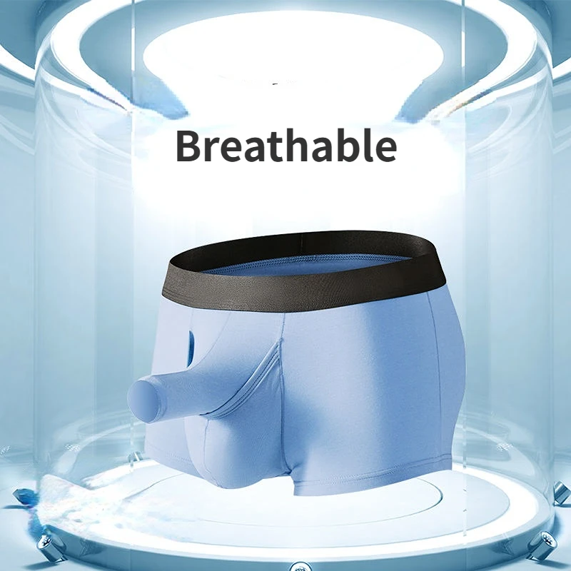 Man Open Hole Sexy Underwear Elephant Nose Boxers Bulge Penis Pouch Underwear Slip Interior U-Convex Lingerie Gay Big Dick Brief