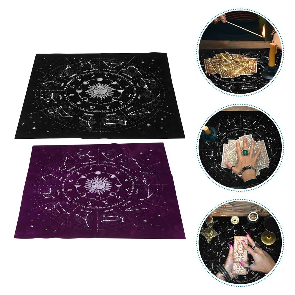 

2Pcs Flannel Tablecloth Tarot Cloth Tarot Cards Accessory Tarot Tablecloth for Astrology Divination Party