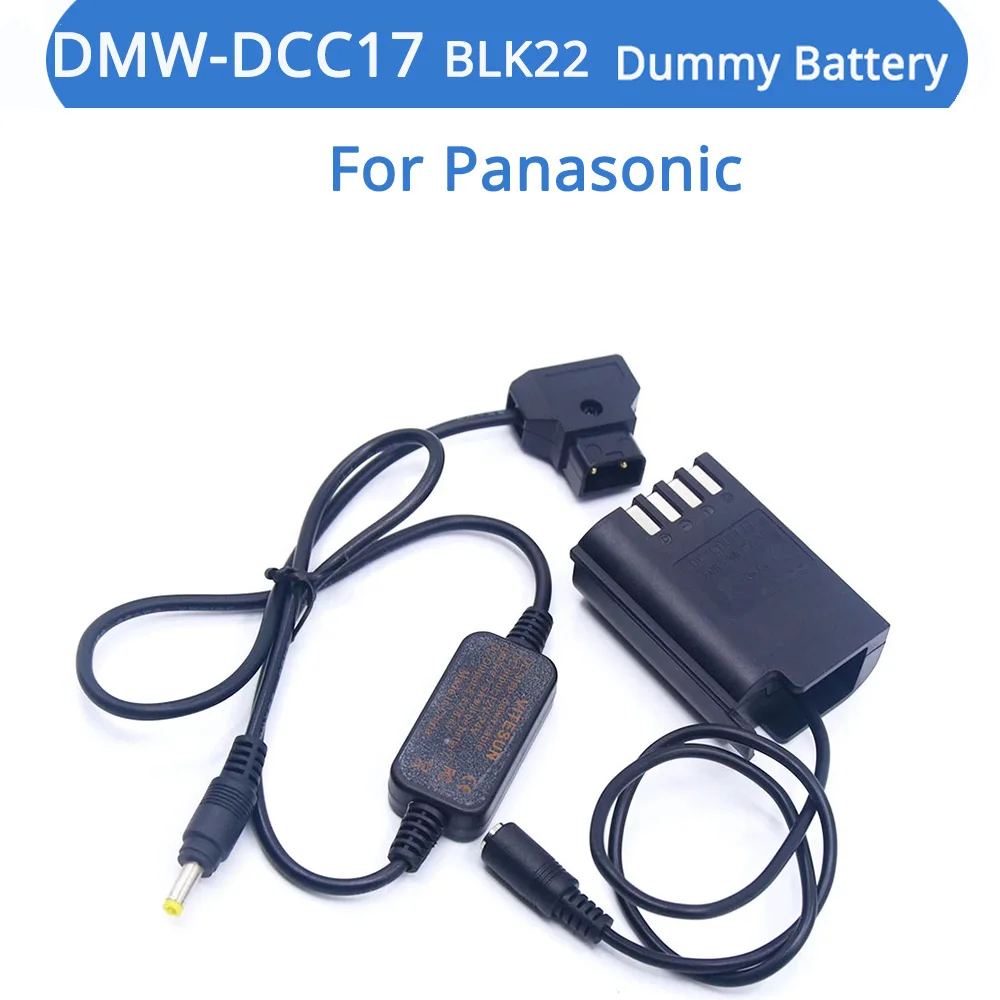 

D-tap Step Down Power Cable DMW-BLK22 Dummy Battery DCC17 DC Coupler For Panasonic Lumix S5 DC-S5 DC-S5K Camera