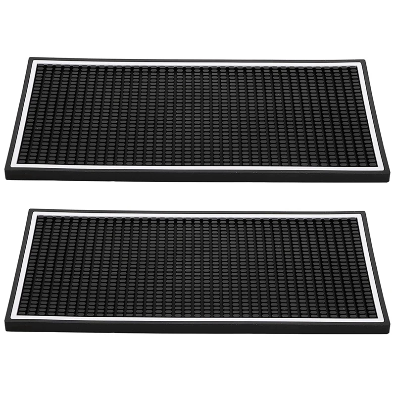 

2 Pack Bar Mat 12X6X0.4 Inch Thicken Rubber Bar Service Mat New Soft Heavy Duty Anti-Slip Countertop Drink Spill Mats