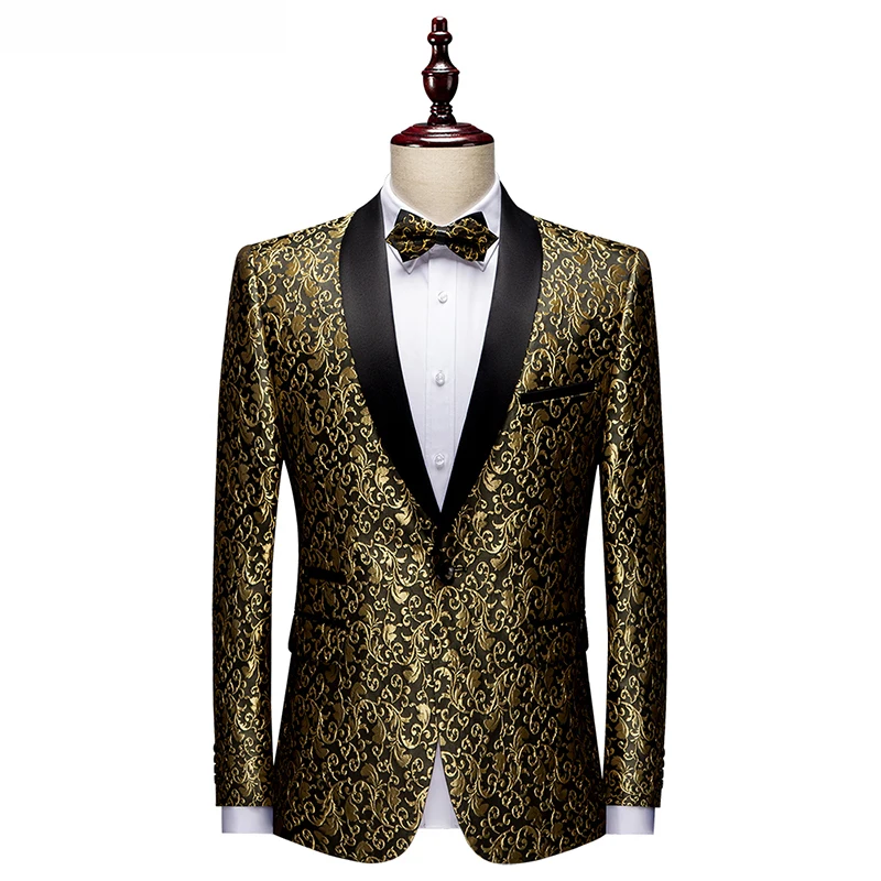 

Men Blazers Banquet Party Prom Ball Slim Fit Wedding Tuxedo Suit Jackets Shawl Lapel Stage Costume Nightclub Singer Host Dancer