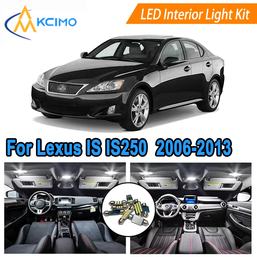 Фото Комплект внутреннего светодиодного освещения для Lexus IS IS250 IS300 IS350 IS220D (2006-2013) Водонепроницаемые купольные фонари Белый/Синий светодиодный светильник для кабины №1